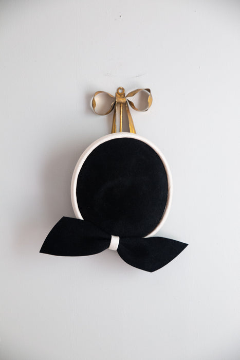 Vintage Philip Somerville London Black Pillbox Hat With Back Bow