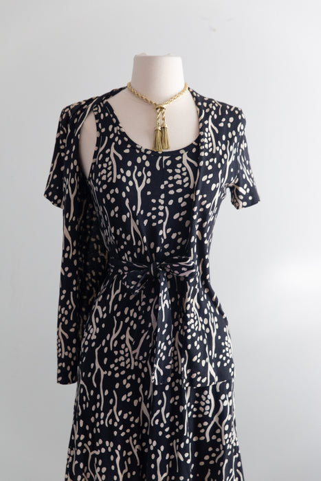 Iconic 1970's Diane Von Furstenberg Abstract Print Jersey Dress With Matching Jacket / S