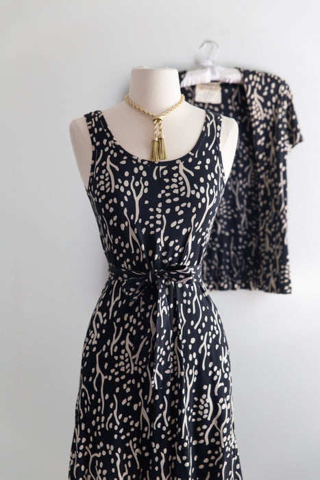 Iconic 1970's Diane Von Furstenberg Abstract Print Jersey Dress With Matching Jacket / S