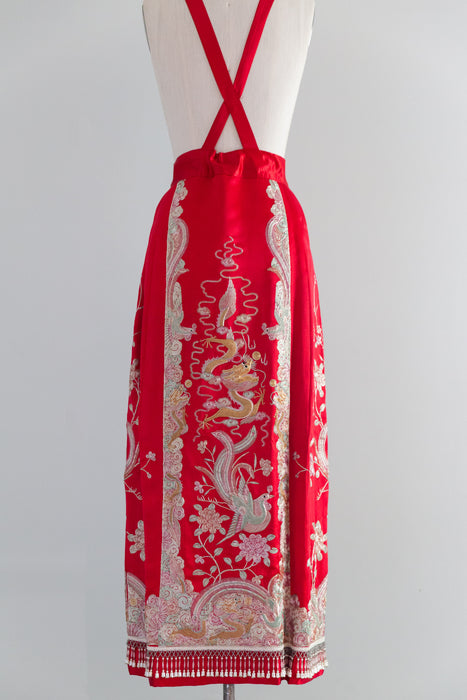 Spectacular Chinese Silk Wedding Skirt With Dragon & Phoenix Metallic Embroidery / SM