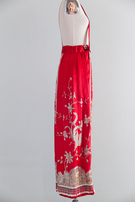 Spectacular Chinese Silk Wedding Skirt With Dragon & Phoenix Metallic Embroidery / SM