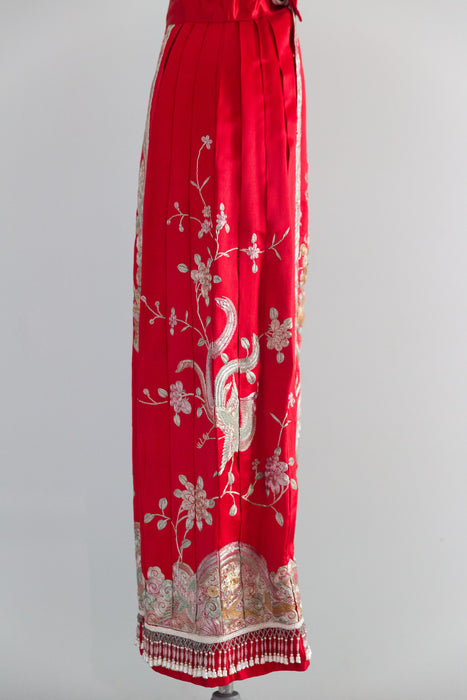 Spectacular Chinese Silk Wedding Skirt With Dragon & Phoenix Metallic Embroidery / SM