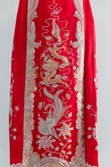 Spectacular Chinese Silk Wedding Skirt With Dragon & Phoenix Metallic Embroidery / SM