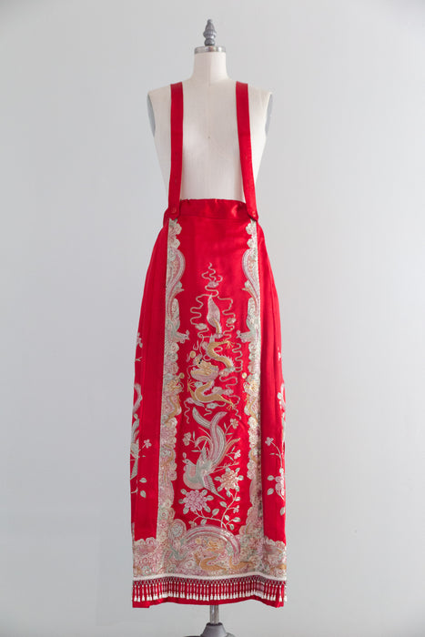Spectacular Chinese Silk Wedding Skirt With Dragon & Phoenix Metallic Embroidery / SM