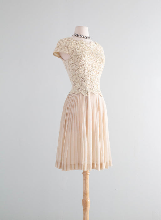 Lovely 1960's Carlye Soutache Lace Cocktail Bridal Dress / Small