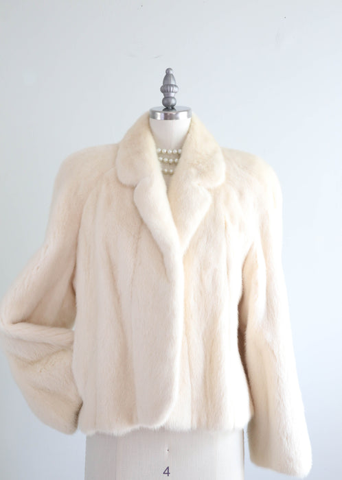 Deluxe 1970's Ivory Mink Jacket From I.Magnin / Medium