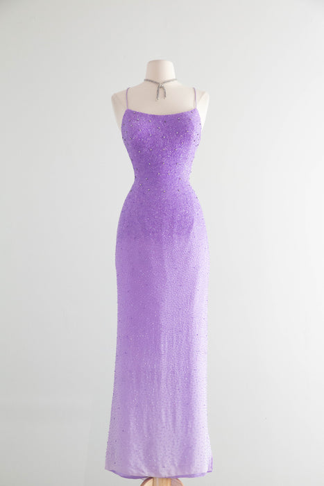 Vintage 1990's Ombre Lavender Haze Beaded Showstopper by Alyce Designs / M