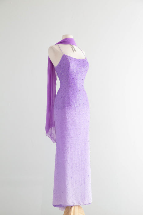 Vintage 1990's Ombre Lavender Haze Beaded Showstopper by Alyce Designs / M