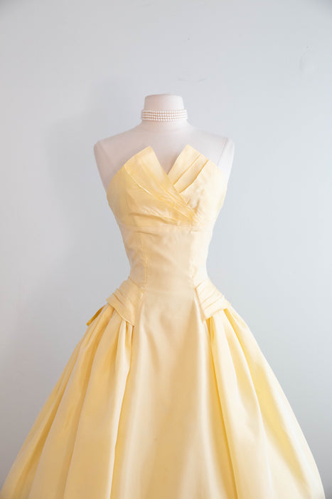 Fairytale 1950's Buttercup Taffeta Party Dress With Bow Back / S
