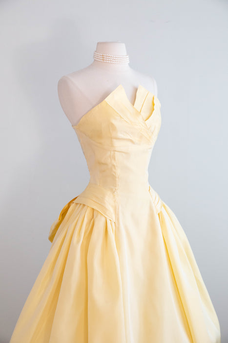 Fairytale 1950's Buttercup Taffeta Party Dress With Bow Back / S