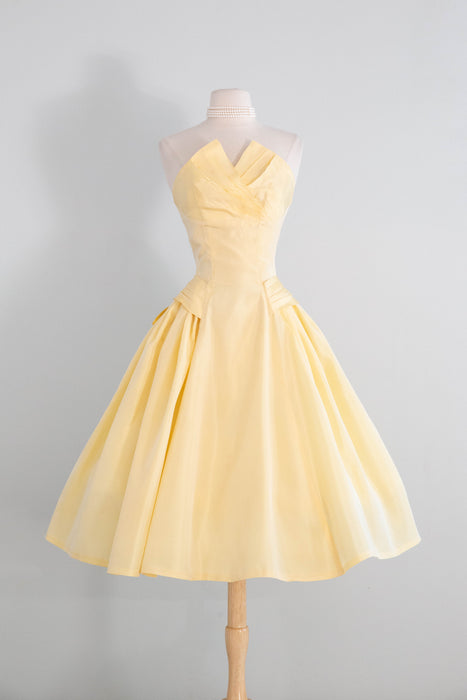 Fairytale 1950's Buttercup Taffeta Party Dress With Bow Back / S