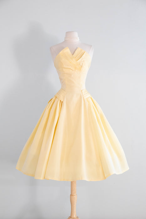 Fairytale 1950's Buttercup Taffeta Party Dress With Bow Back / S