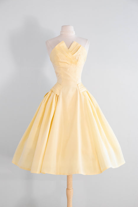Fairytale 1950's Buttercup Taffeta Party Dress With Bow Back / S
