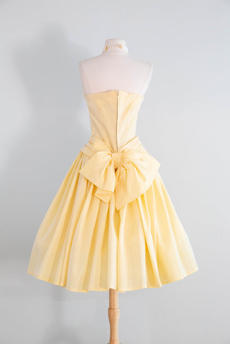 Fairytale 1950's Buttercup Taffeta Party Dress With Bow Back / S