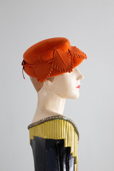 Vintage 1950's Autumn Leaves Felt Hat / SM