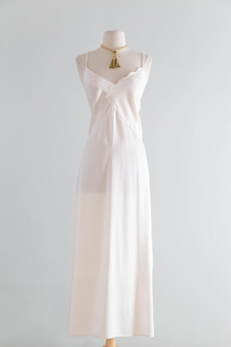 Pristine 1980's Ivory Silk Bias Cut Night Gown Slip Dress From Capriottis / SM