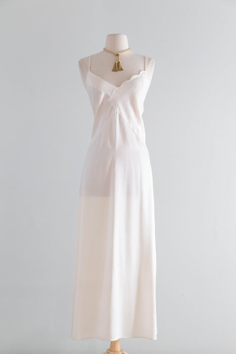 Pristine 1980's Ivory Silk Bias Cut Night Gown Slip Dress From Capriottis / SM