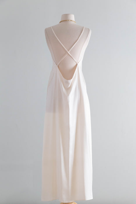 Pristine 1980's Ivory Silk Bias Cut Night Gown Slip Dress From Capriottis / SM