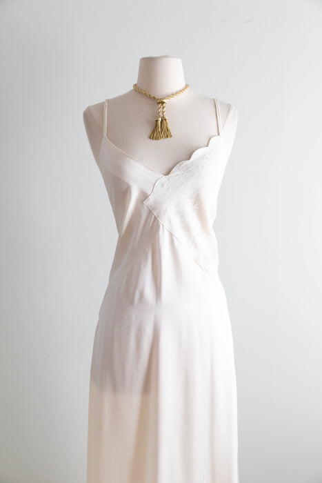Pristine 1980's Ivory Silk Bias Cut Night Gown Slip Dress From Capriottis / SM