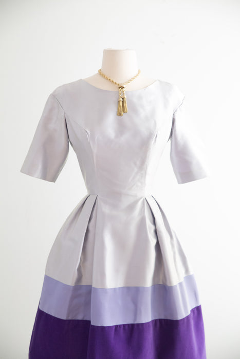 The Cutest Early 1960's Lavender Color Blocked Party Dress / Small