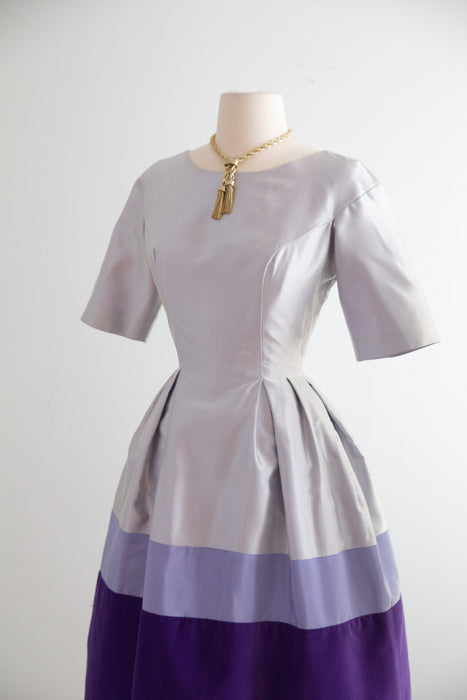 The Cutest Early 1960's Lavender Color Blocked Party Dress / Small