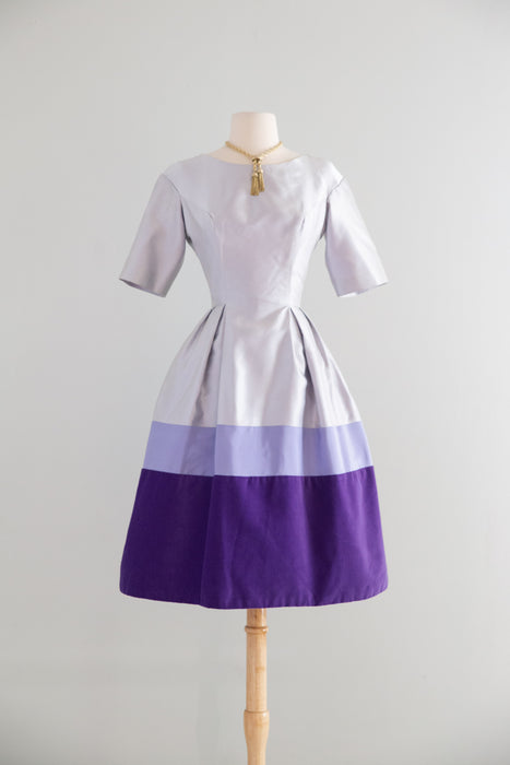 The Cutest Early 1960's Lavender Color Blocked Party Dress / Small