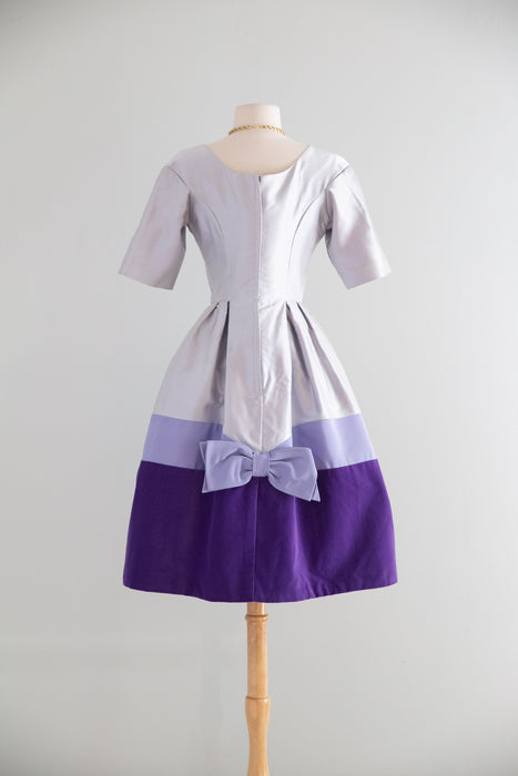 The Cutest Early 1960's Lavender Color Blocked Party Dress / Small