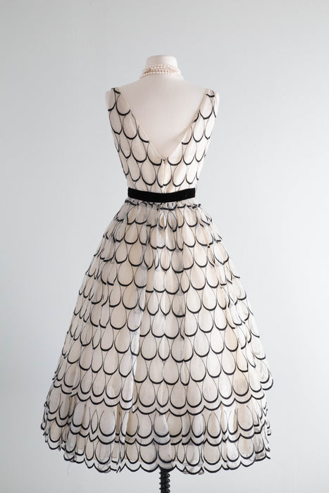 Early 1960's Couture Inspired Tear Drop Organza Party Dress From I.Magnin / Small