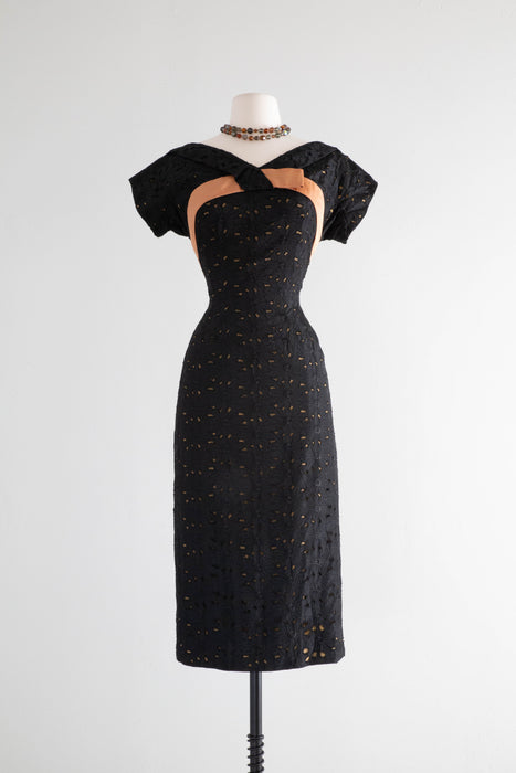 Classic 1950's Autumnal Wiggle Dress By Jack Stern / Medium – Xtabay Vintage Classic 1950's Autumnal Wiggle Dress By Jack Stern / Medium – Xtabay Vintage