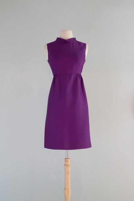 Fabulous 1960's Plum Royale Dress & Jacket Set / SM