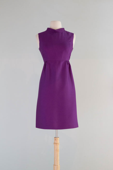 Fabulous 1960's Plum Royale Dress & Jacket Set / SM