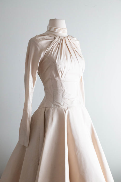 Iconic 1955 Luis Estevez for Grenelle Peau de Soie Cocktail Dress / S