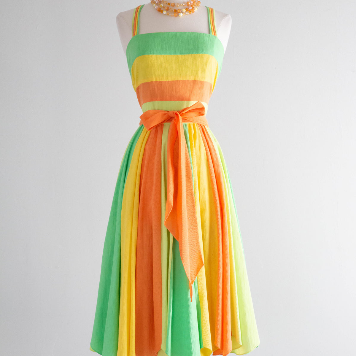 Fabulous 1970's Citrus Color Block Dress / ML Xtabay Vintage Fabulous 1970's Citrus Color Block Dress / ML Xtabay Vintage