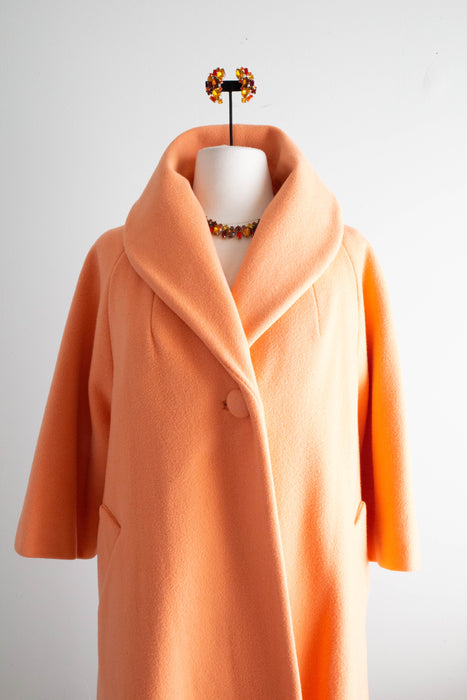 Sublime Early 1960's Cantaloupe Lilli Ann Swing Coat / ML