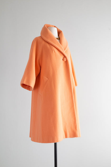 Sublime Early 1960's Cantaloupe Lilli Ann Swing Coat / ML