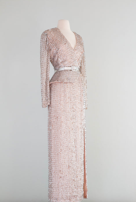 1970's Does 40's Liquid Silver Sequin Evening Dress By Lilli Diamond / – Xtabay Vintage