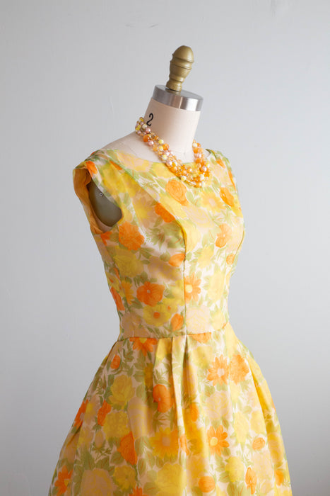 Darling 1960's Lorie Deb Autumn Floral Party Dress / XS