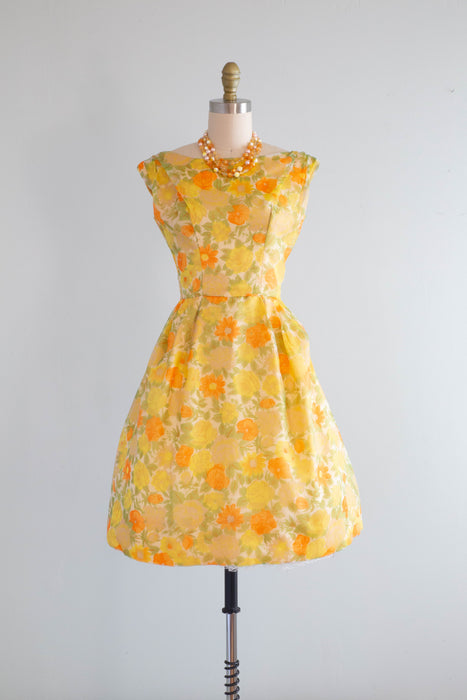 Darling 1960's Lorie Deb Autumn Floral Party Dress / XS