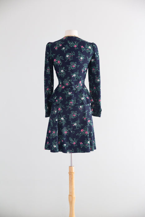 Adorable 1970's Plain Jane 40's Inspired Two Piece Rayon Set / XS