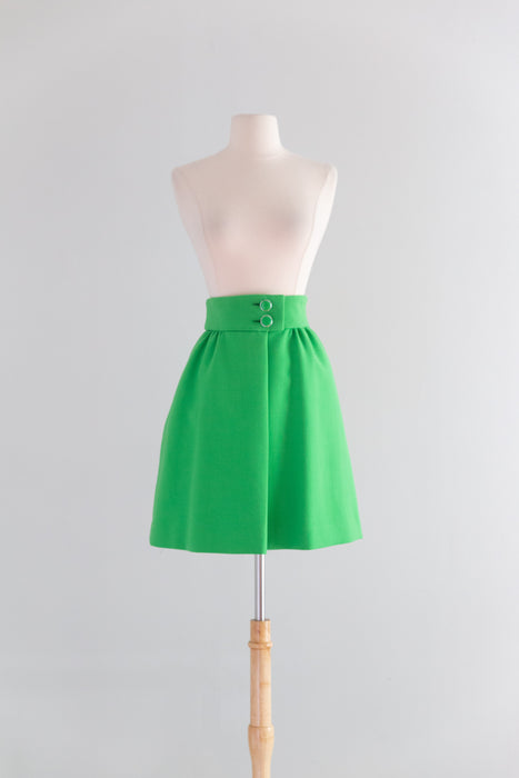 FAB 1960's MOD Lime Green Wool Two Piece Set By Gunter Project / SM