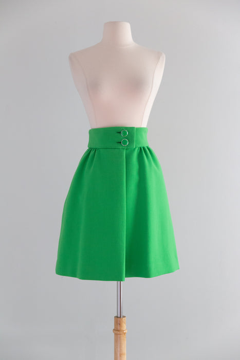 FAB 1960's MOD Lime Green Wool Two Piece Set By Gunter Project / SM