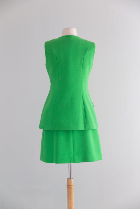FAB 1960's MOD Lime Green Wool Two Piece Set By Gunter Project / SM