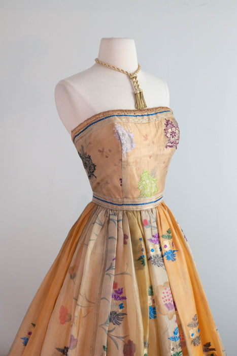 Extraordinary 1950’s Pauline Lake for the Royal Hawaiian Hotel Strapless Evening Dress / Small
