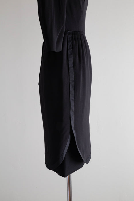 Sublime 1950's Silk Evening Dress By Designer Paul Whitney / XS