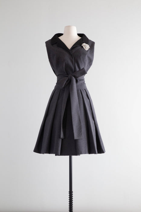 Iconic 1960's Sculpted Wool Dress by James Galanos / Small