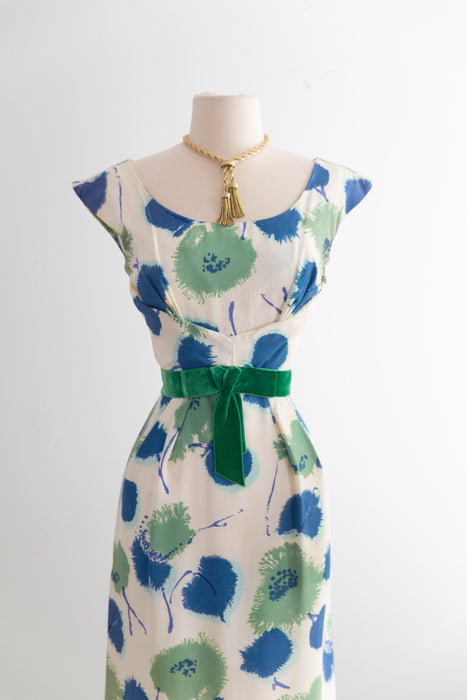 Fabulous 1950's Miss Brooks Abstract Floral Cocktail Dress / SM