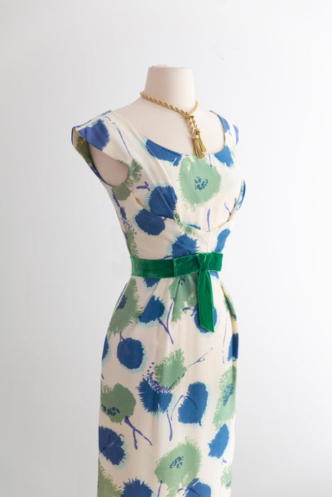 Fabulous 1950's Miss Brooks Abstract Floral Cocktail Dress / SM