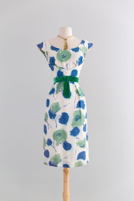 Fabulous 1950's Miss Brooks Abstract Floral Cocktail Dress / SM