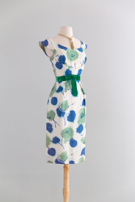 Fabulous 1950's Miss Brooks Abstract Floral Cocktail Dress / SM
