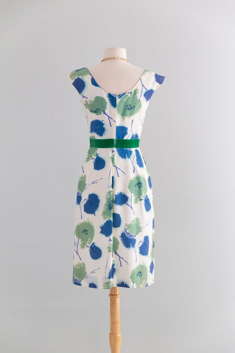 Fabulous 1950's Miss Brooks Abstract Floral Cocktail Dress / SM